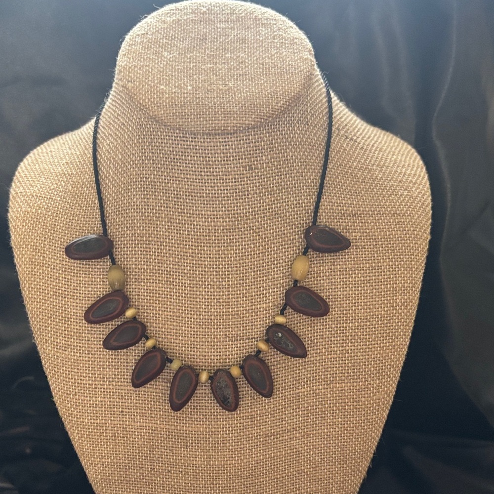 Boho Brown and Olive Bead Statement Necklace